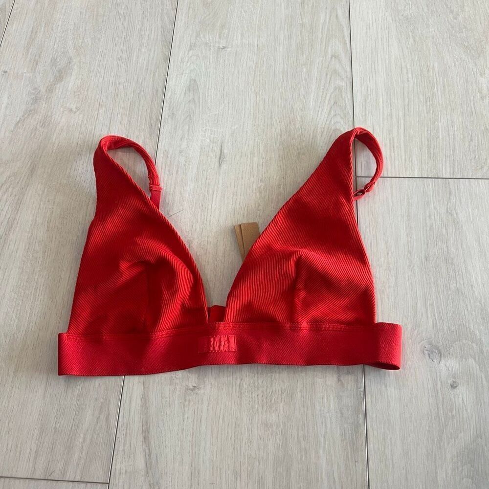 SKIMS Red Ribbed Triangle Bralette